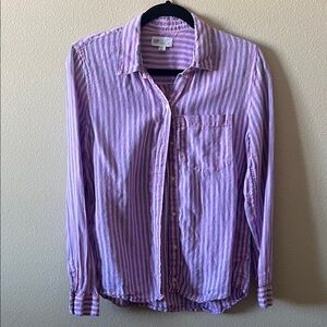GAP “Boyfriend Fit” long sleeve pink & blue Striped Shirt